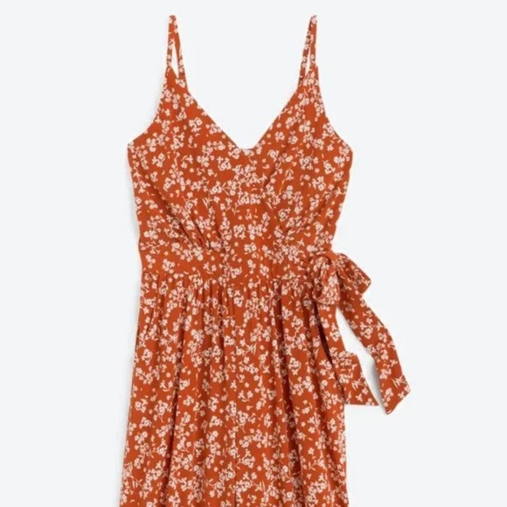 Kaileigh Rust Orange Flower Print Crop Jumpsuit